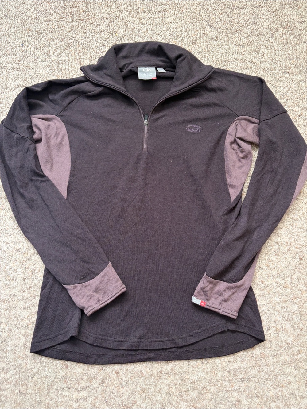 Icebreaker Black and Gray Women's Merino Quarter-Zip Pullover M